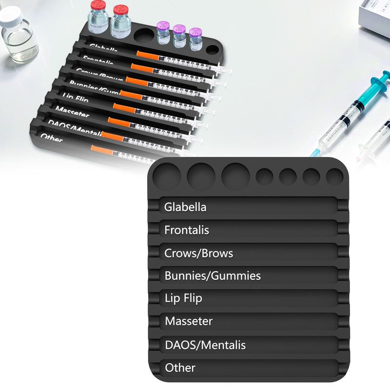 [Australia - AusPower] - Aesthetic Practitioner Syringe Tray with 8 Slots Label, Vial Holder/Syringe Tray Combination for Aestheticians and Nurses, Syringe Storage Tray Organizer 