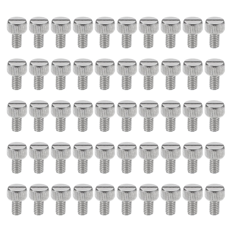[Australia - AusPower] - PATIKIL 8#-32x7mm Knurled Light Fixture Screws, 50pcs Flat Tip Metal Bolts Grip Knobs Fasteners Slotted Screw Thumb Screw for Lighting Furniture Electronic Mechanical, Nickel Tone 8mm 7x8mm 