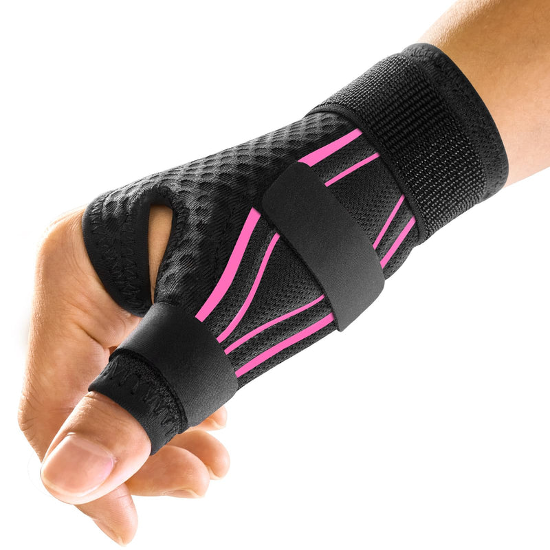 [Australia - AusPower] - FREETOO Ergonomical Thumb Brace Right Hand or Left Hand for Arthritis Pain and Support, Thumb Splint for Trigger Thumb, Thumb Support for De Quervains Tenosynovitis, CMC Pain Relief (S/M Pink/Black) S/M - Fit both hands Pink / Black 