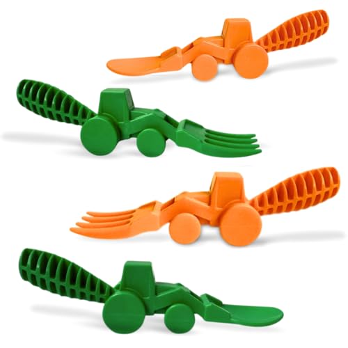 Constructive Eating - Toddler Utensils Made in USA, Dishwasher Safe, BPA Free, Easy Grip Handle, Silverware for Toddlers, Utensils for Kids, Toddler Fork and Spoon Orange and Green Tractor (2 Pack) 2 Pack