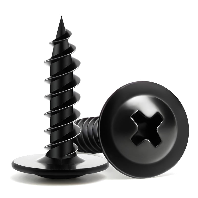 [Australia - AusPower] - Wood Screws 3/4 Inch, 125 PCS FIXLINK Premium Phillips Truss Head Black Wood Screws, Self Tapping Electrophoresis Modified Fast Truss Head Wood Screw Used in Indoor Furniture, Woodworking (#8 x 3/4") #8 x 3/4" 