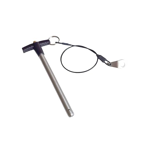 ZRuiYFFS stainless steel T-handle ball lock pin with lanyard, 12mm diameter and 89mm clamping length