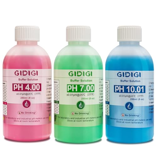 pH Meter Calibration Solution Kit, Contains pH 4.00, 7.00 and pH 10.01 Solution, pH Meter Probes Calibration Solution Buffer, pH Tester Accessories 250 ml x 3 (8.4 fl oz) pH4,7,10