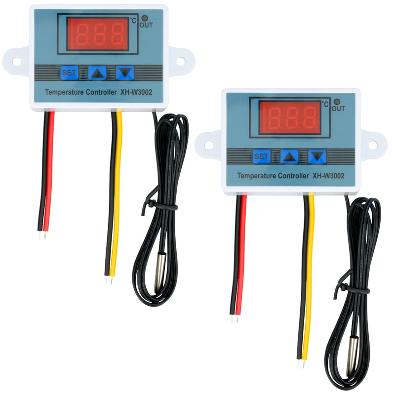[Australia - AusPower] - 2Pcs 12V Thermostat Switch Controller XH-W3002 DC 12V 120W Temperature Control -50℃ to 110℃ with Waterproof Probe 