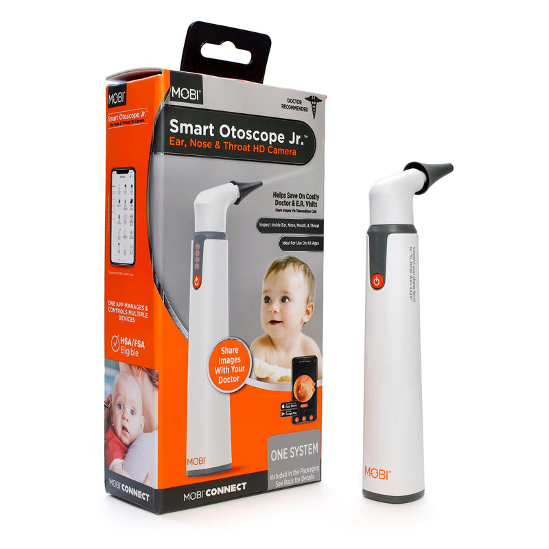 [Australia - AusPower] - MOBI Connect Smart Otoscope for Ears, Nose and Throat, Suitable for Children and Baby, Multi-Axis Gyroscope, Includes 6 Speculum Tips and 3 Ear-Picks, 1080P HD Camera and Rechargeable Battery 