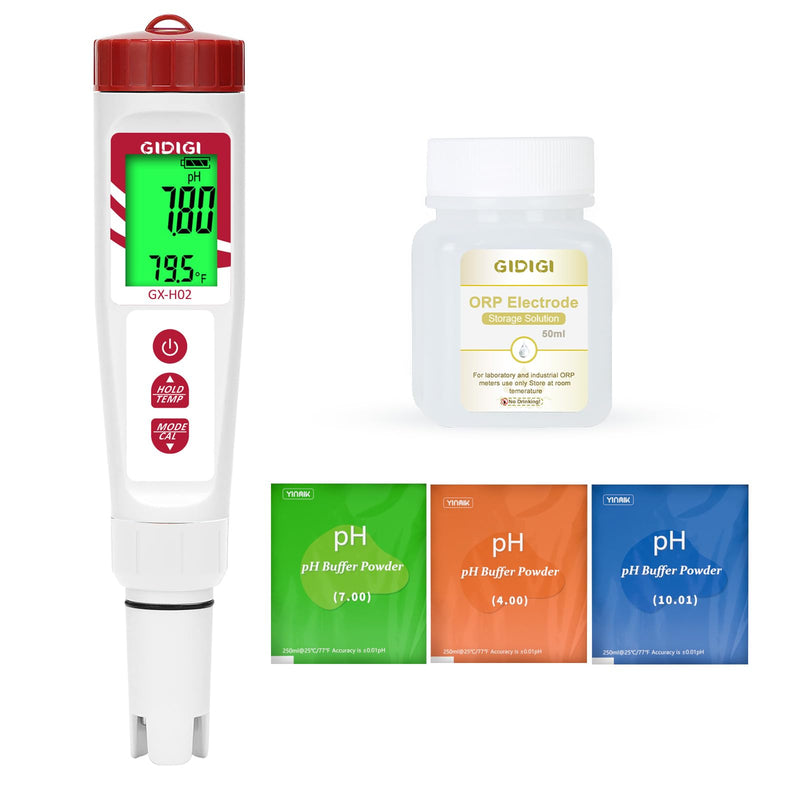 [Australia - AusPower] - Hydrogen Water Tester, GIDIGI ORP Meter, Digital pH Meter for Testing Drinking Water,Electronic pH PPM ORP Temp Detector for Water,Hydroponics,Swimming Pool,Aquariums 