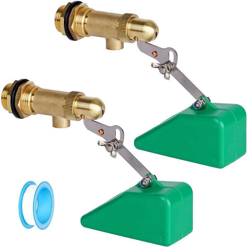 3/4 Inch Float Valve, Brass Water Float Valve for Water Tank, Float Ball Valve with Adjustable Arm for Livestock Waterer, Fountain, Aquarium, Aquaculture, Auto Water Level Control (2, green) 2