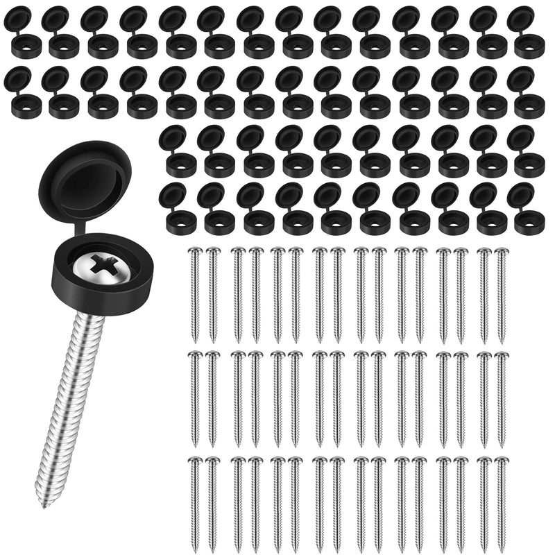 [Australia - AusPower] - 48 Set 3 Inch Shutter Screws and Caps, Shutter Screws with Caps for Windows Outside Shutter Caps for Shutter Railings Furniture (96pcs) 96pcs 