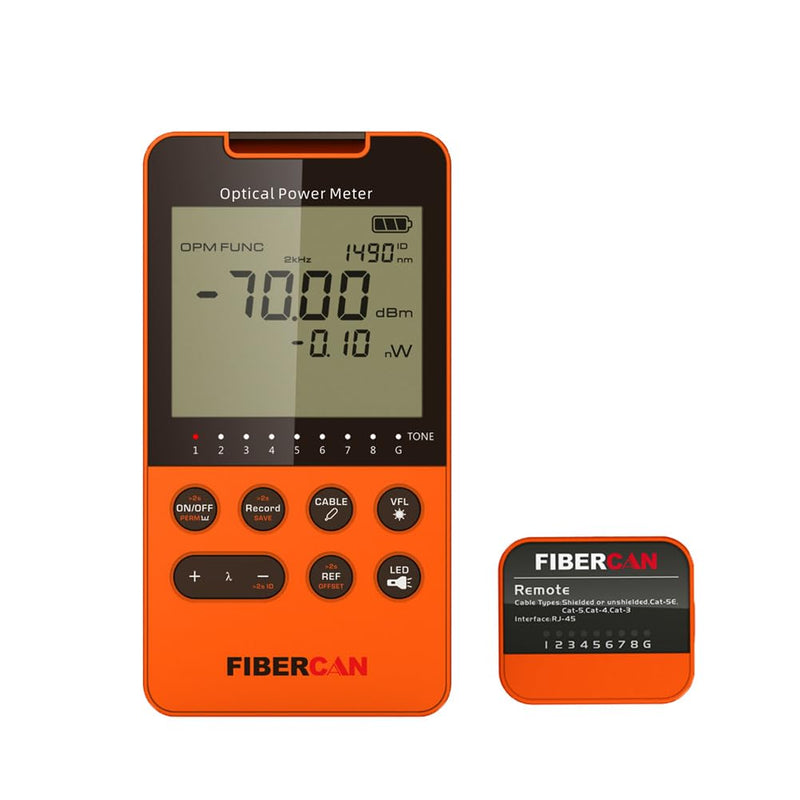 [Australia - AusPower] - Optical Power Meter -50~+30dbm Built-in 10mW Visual Fault Locator Portable Optical Cable Tester Network Tools with RJ45 Remote 