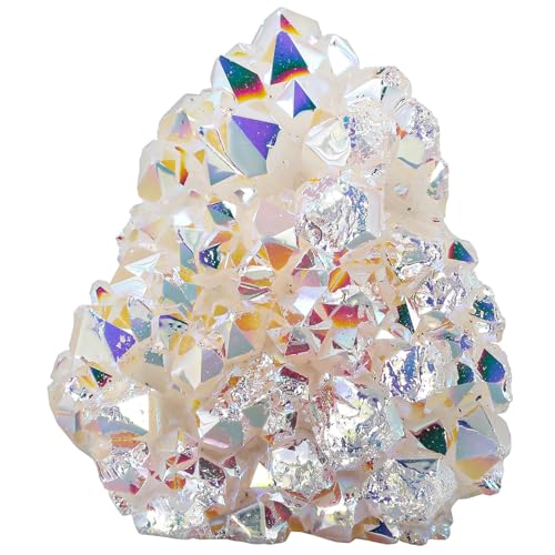 rockcloud Natural Color Titanium Coated AB Crystal Cluster Reiki Crystal 2.16-4.13 Inch