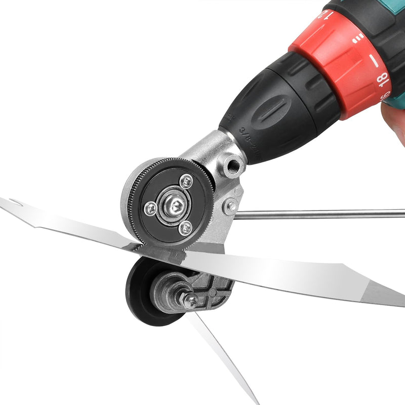 [Australia - AusPower] - Upgraded Electric Drill Plate Cutter - Efficiently shears flat sheet metal, Metal Cutting Attachment with Adapter - Cuts 20-30GA sizes of Iron, Steel, Tin, Aluminum, and cardboard up to 3MM 