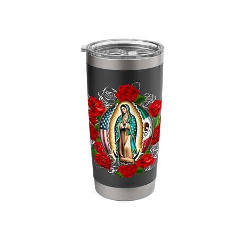 Our Lady of Guadalupe Saint Virgin Mary Virgen de Guadalupe Stainless Steel Insulated Tumbler Black 20 Ounces