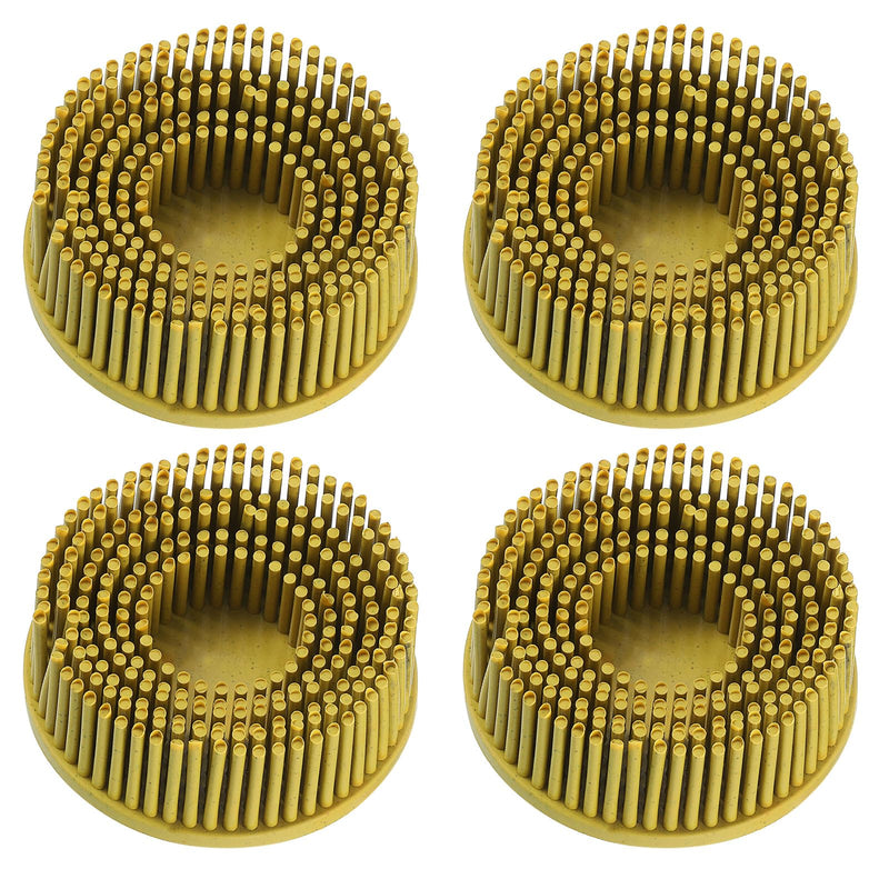 [Australia - AusPower] - HARFINGTON 4pcs Bristle Disc 2" 80 Grit R-Type Abrasive Brush Coarse Bristle Disc Deburring Electric Disc Brush Attachment Abrasive Coating Removal Disc for Metal, Yellow 