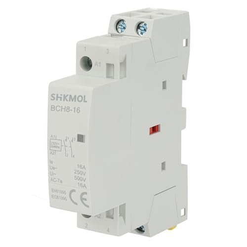 Household AC Contactor, Relay 230 V 2P 16 A AC Contactor on DIN Rail 2NO 50/60 Hz AC Contactor for Home Use Normally Open 220 V 2-Pin