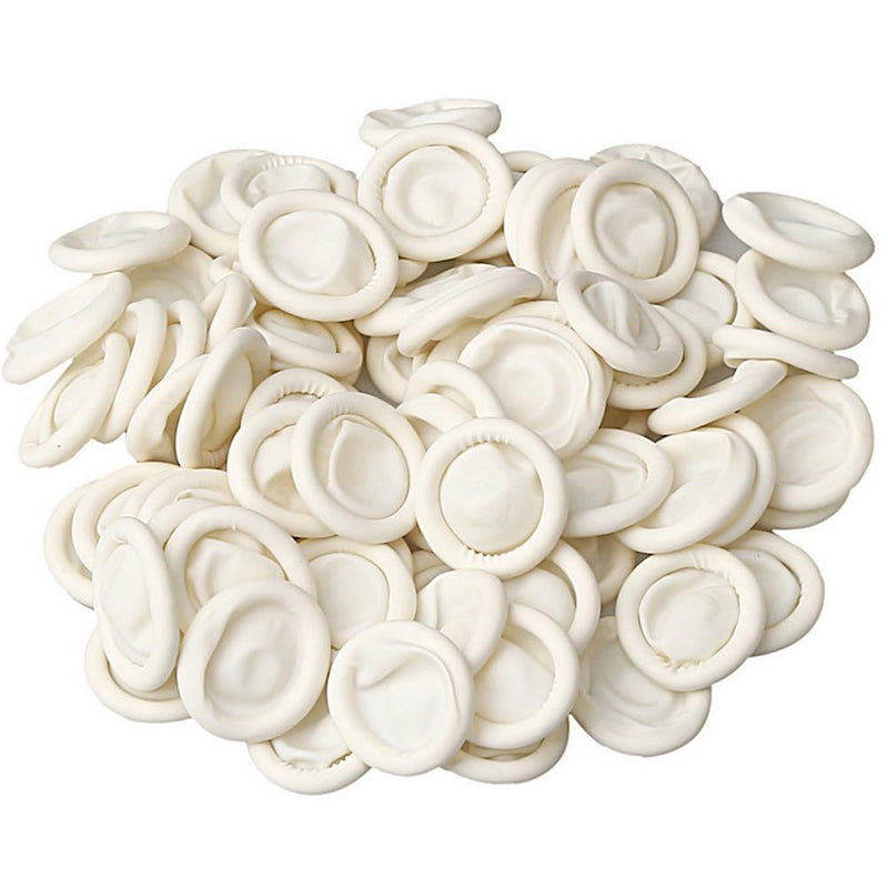 [Australia - AusPower] - Finger Cot, Medium Finger Protectors Latex Anti-Static Finger Covers, Finger Tip Protect Keeping Dressing Dry and Clean Disposable Finger Gloves White(approxi 135pcs) 100g 