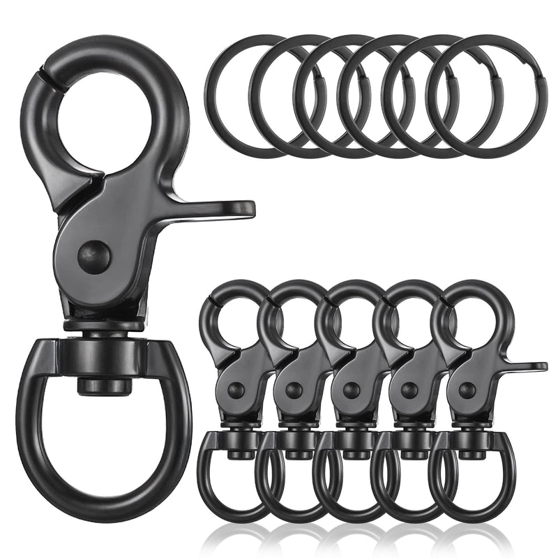 [Australia - AusPower] - 6 Pcs Black Swivel Snap Hooks, 60mm Zinc Alloy Trigger Carabiner, Heavy Duty Swivel Eye Snaps Door Lock Pets Cage Clip Flag Clips for Marine Sports Luggages Pets Swings Keychains 