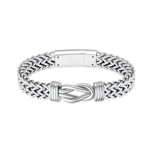shajwo Cremation Jewelry Infinity Knot Urn Bracelet for Human Ashes for Women Men Memorial Keepsake Link Bracelet Silver 20cm