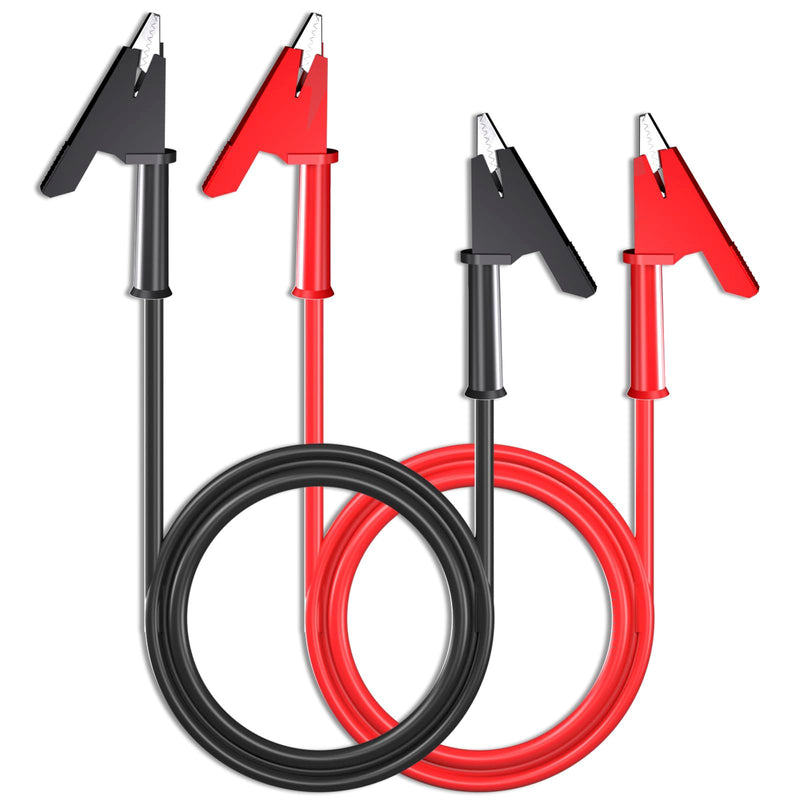 [Australia - AusPower] - Dual-Ended Alligator Clip Electrical Test Leads, 14 Gauge 1000V 15A 3.5ft/1M Jumper Wires Clips, Flexible Protective Copper Cable Crocodile Clip, Wires with Insulators Gator Clips for Testing 2PCS Black-Red 