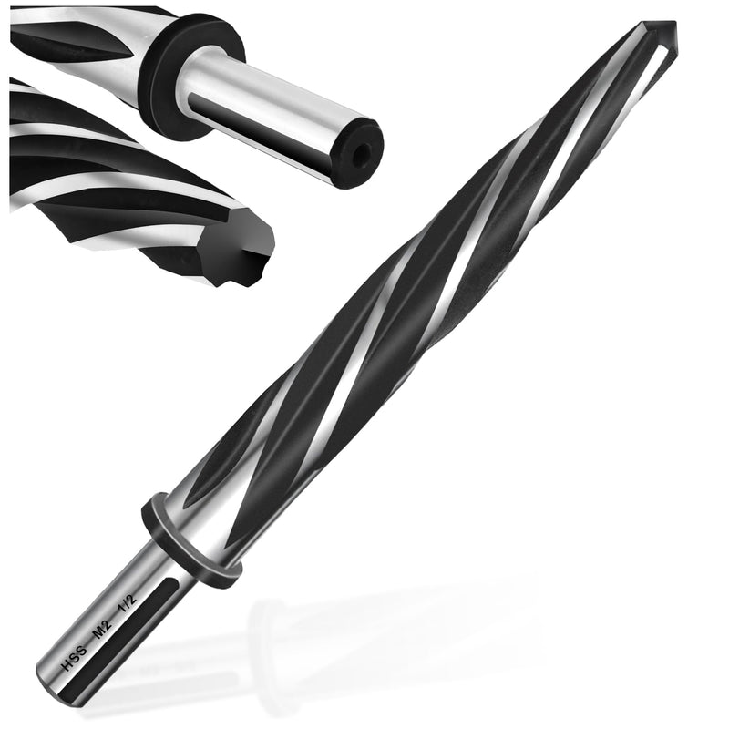 [Australia - AusPower] - 1/2" Bridge Construction Tapered Reamer Drill Bit,M2 HSS Chucking Reamer with 1/2" Non-Slip Handle,12mm-5 Spiral Edge Design Car Reamer for Steel, Alloy,Wood,Plastic,for aligning or enlarging Holes 1/2 in 
