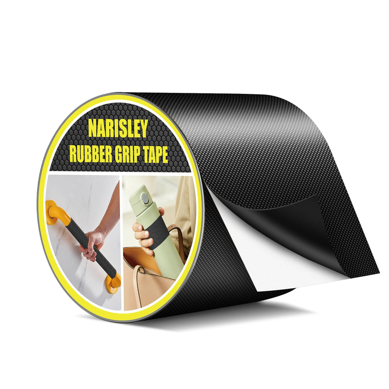 [Australia - AusPower] - Rubber Grip Tape, 4In x 16.5Ft Ultra Strong Waterproof Anti Slip Tape with Textured Adhesive for DIY Tools & Gadgets, Customizable for Enhanced Comfort & Safety (Black) Black 1 