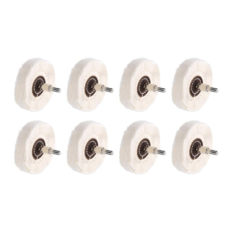 uxcell 3-Inch Buffing Polishing Pad Wheel Cotton with 15/64-inch Handle for Manifold Aluminum Stainless Steel Chrome White 8 Pcs 3"