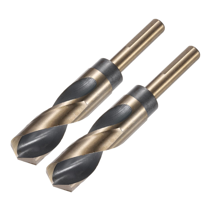 uxcell 2pcs Reduced Shank Twist Drill Bits 25mm Black Nitride & Gold Titanium Coated High Speed Steel 4341 with 12.7mm (1/2") Shank for Stainless Steel Alloy Metal Plastic Wood 25mm x 12.7mm 2