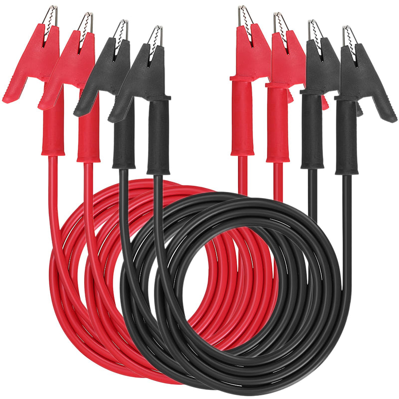 [Australia - AusPower] - Sumnacon Dual Ended Crocodile Alligator Clips, 15A Test Lead Wire Cable with Insulators Clips, 4 Pcs 3.3 Ft/1M Test Flexible Cable with Protective Jack Copper Clamps for Electrical Testing 