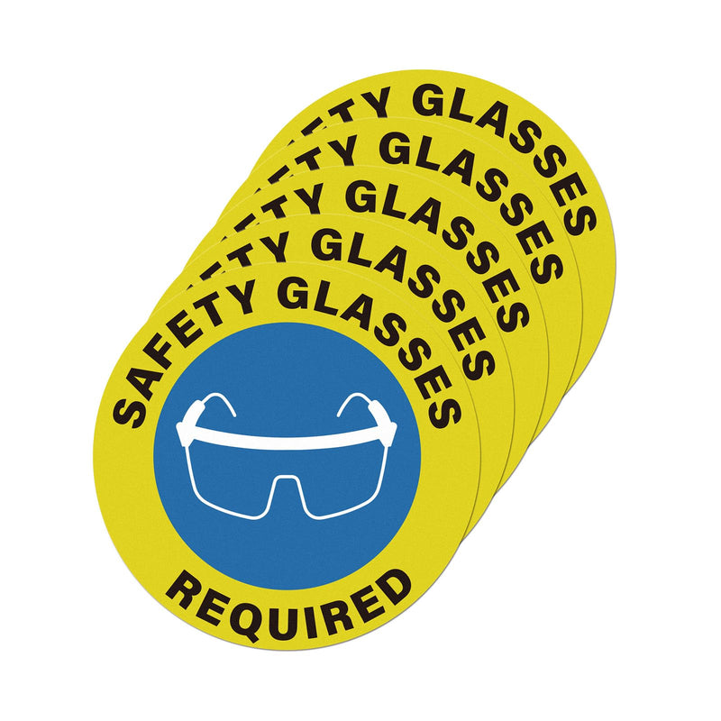 5 Pack Safety Glasses Required Sticker 17 × 17 Inches Eyes Protection Caution Warning Safety Sign Self Adhesive Vinyl Waterproof Signage for Factory Warehouse Workplace