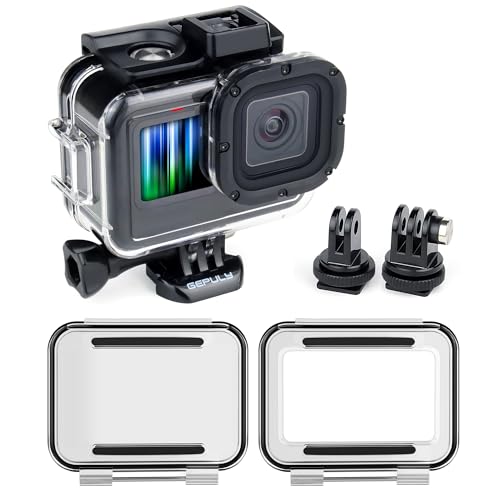 GEPULY Waterproof Housing Case with 2-Pack Backdoors Waterproof+Skeleton Cover for GoPro Hero 9 10 11 12 13 Black