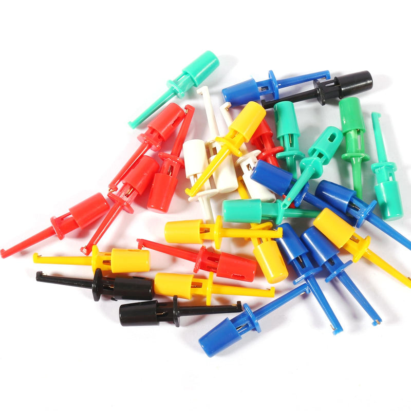 [Australia - AusPower] - DIANN 30pcs Test Hooks Clips Single Hook Clip Colorful Spring Hook Clip Test Grabber Probe for Electronic Testing Multimeter Wire Lead 