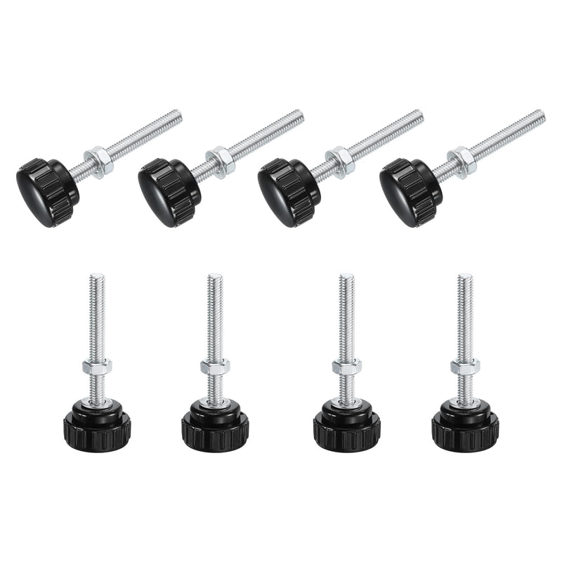 [Australia - AusPower] - uxcell 8 Sets Knurled Knobs Thumb Screws with Nuts Washers, Metric M6 x 50mm Male Thread 25mm Plastic Head, Zinc Plated Carbon Steel Stud Hand Knobs Clamping Thumbscrews Handles, Black M6 x 50mm x 25mm 