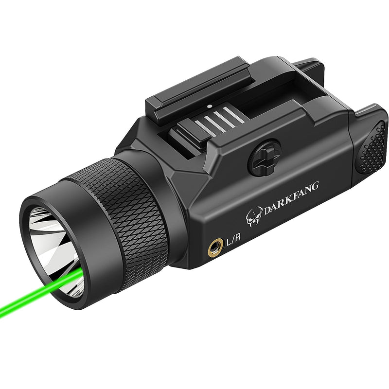 [Australia - AusPower] - DARKFANG Tactical Flashlight and Green Laser Light Combo 1500 Lumen for Shotgun/Pistol Light with Momentary/Strobe Function for 1913 Picatinny Rail 
