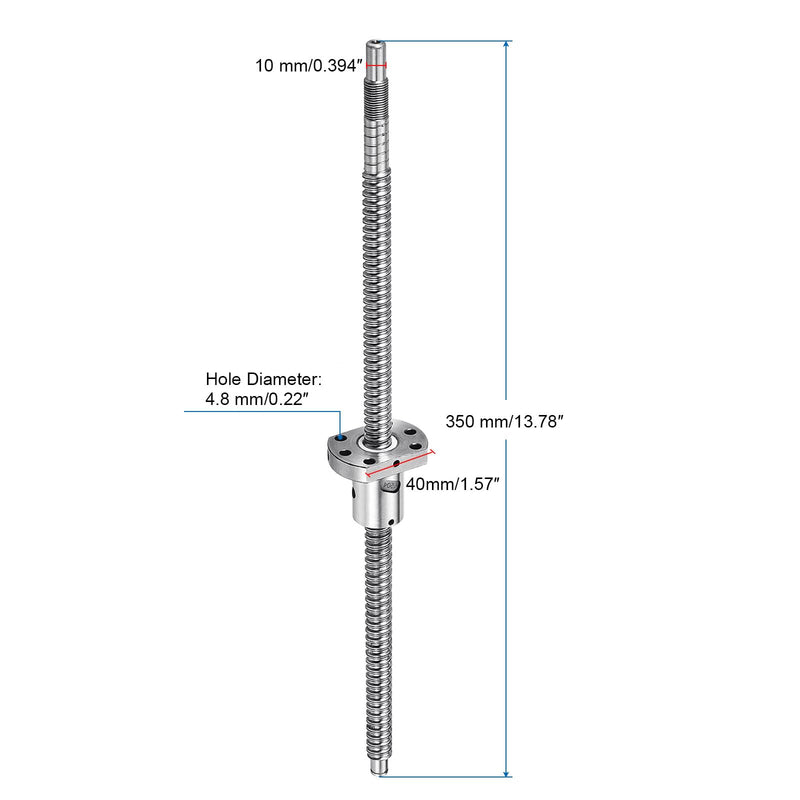 [Australia - AusPower] - uxcell BallScrew SFU1204 (Dia 12mm, Lead 4mm, Length 350mm) with Ball Screw Nut Anti Backlash Ball Screw Kit Standard End Machining for BK/BF12 CNC Machine Parts 