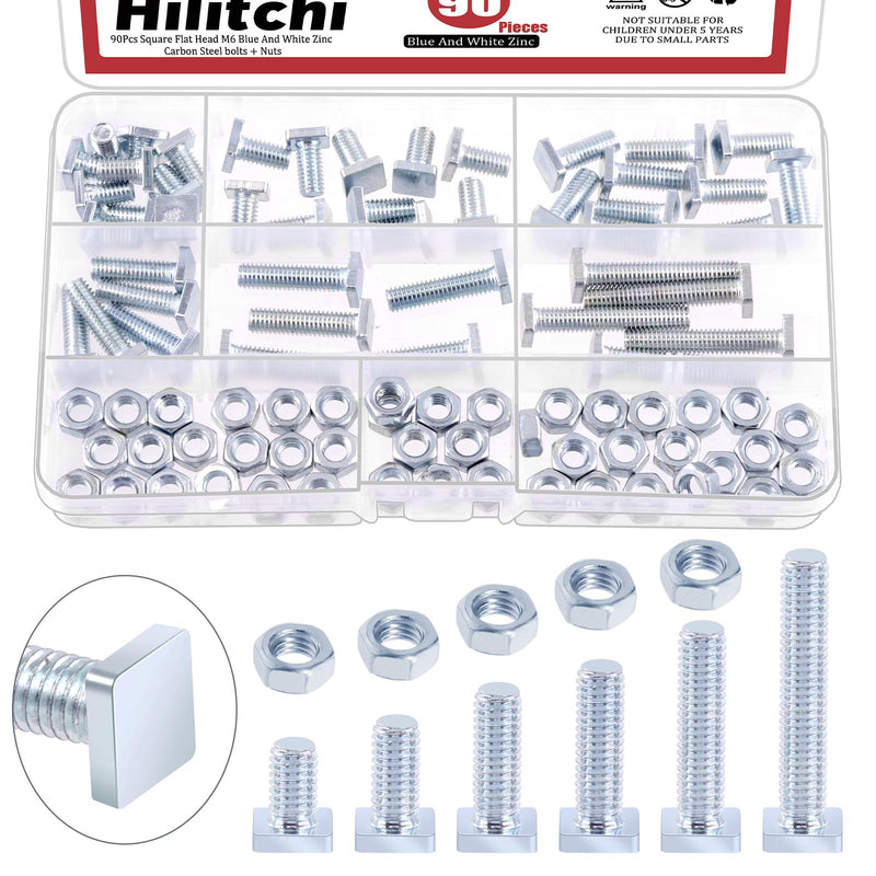 [Australia - AusPower] - Hilitchi Square Head Bolt Fully Thread Carbon Steel Square Machine Screws 