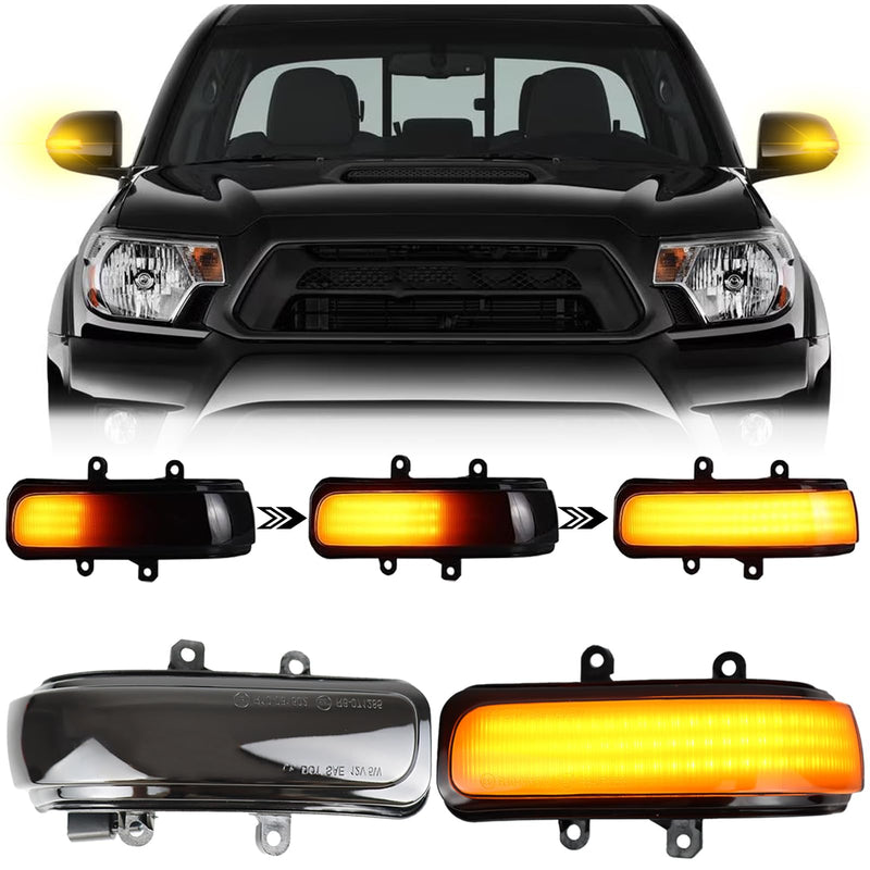 Smoke LED Side Mirror Marker Lights Compatible with 2012-2015 Toyota Tacoma, 2013-2020 Sienna, 2010-2013 4Runner, 2009-2012 RAV4 - Amber Dynamic Turn Signal Indicator Lamp Assembly (SMOKE) SMOKE