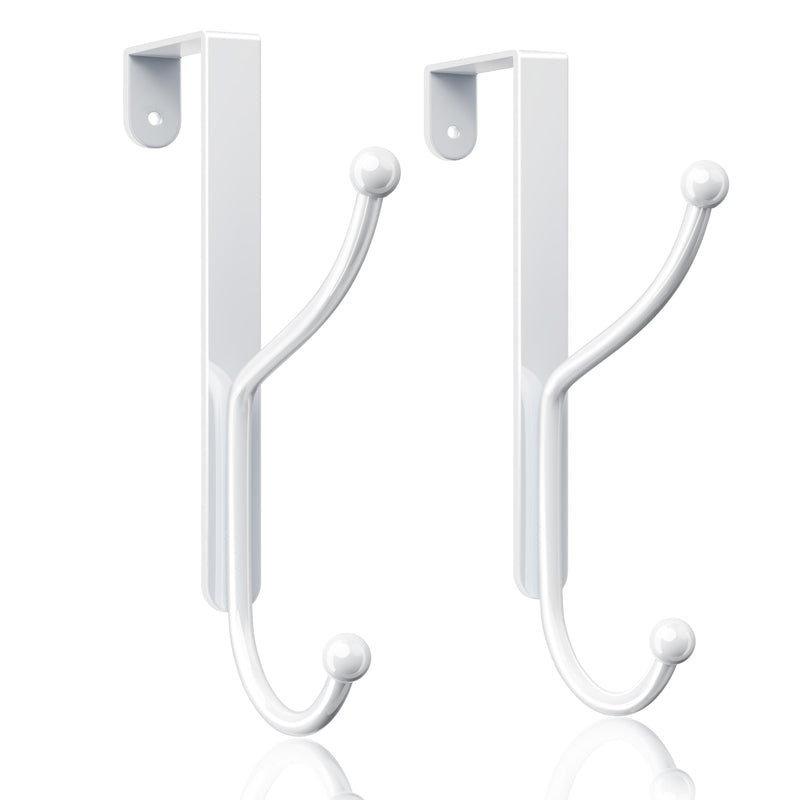 [Australia - AusPower] - niffgaff Over Door Hook 2-Pack - Heavy Duty Door Hook with Support Pads, No Drilling Required, Anti-Rust Over The Door Hanger, 6.5 Inches Tall, Fits Doors Up to 1.7 Inches Thick, White 