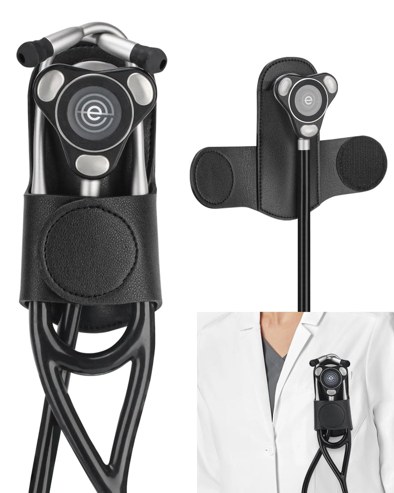 [Australia - AusPower] - Stethoscope Holder Clip for EKO CORE 500™ – Lightweight PU Leather Hip Holder Clip for Physicians, Nurses, EMTs, and Medical Students 