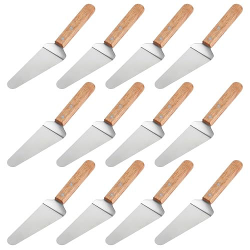 12 Pcs Pizza Server Spatula Pie Servers Spatula With Wooden Handle Shovel Stainless Suitable For And Easy to Grip Pizza Spatula Pie Knife Cake Servers