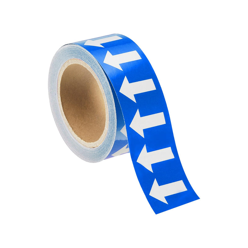 [Australia - AusPower] - MECCANIXITY Directional Pipe Flow Arrow Adhesive Tape Pipeline Arrow Stickers 2 Inch x 65 Ft Pipe Identification Marking Labels for Pipe Flow Markers, White on Blue White/Blue 2"x65' 