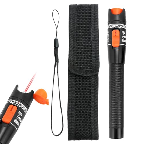 QWORK Fibre Optic Cable Tester 10mW 10KM Strong Laser Pointer Visual Troubleshooting - Compatible with 2.5 mm LC SC FC Includes 1.25 mm FC to LC Adapter