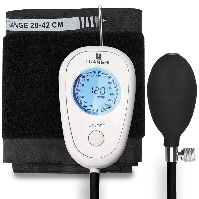 [Australia - AusPower] - Professional Aneroid Digital Display Manual Blood Pressure Cuff Size 8”-17” Inches (20-42cm) Precise Sphygmomanometer Premium Blood Pressure Monitor -with Adult Cuff & Carrying Case 