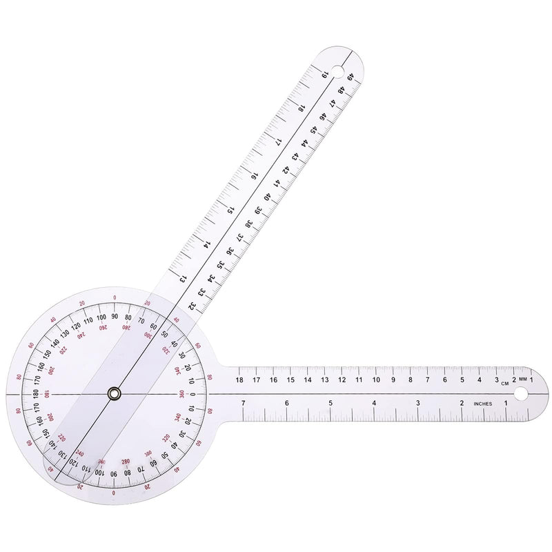 [Australia - AusPower] - Professional Goniometer Physical Therapy - 360 Degree Clear Plastic 12 Inch, Medical Grade, Durable & Precise Joint Angle Measurement Tool for Rehab, Sports Training 