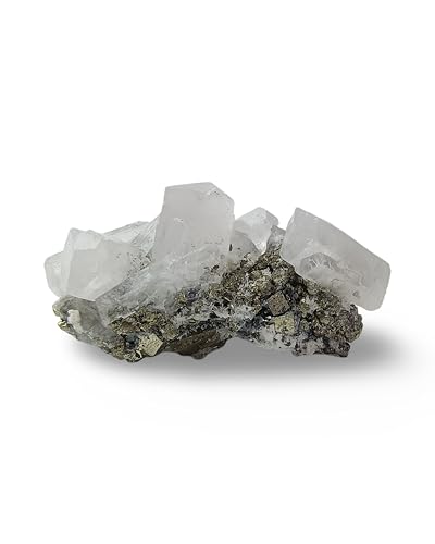 Natural Calcite Crystal from Peru - Authentic Energy Stone Specimen Formed with Several Crystals | Cluster, Druse or Twin Shapes | for Collection, Decoration or Gifting (8 to 9 Ounce) 8 to 9 Ounce