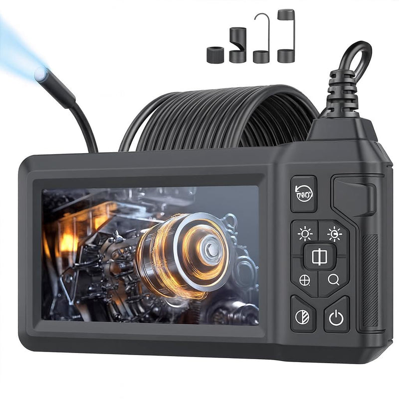 [Australia - AusPower] - 16.2 Feet Inspection Endoscope Camera with Light, 1080P HD Borescope Camera with Light, 4.3" IPS Screen, IP67 Waterproof Sewer Borescope, 16.2Ft Semi-Rigid Cord Drain Pipe Endoscope Cool Gadgets Tool 