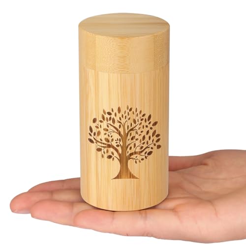 Small Urns for Human Ashes Keepsake with Tree of Life Pattern,Small Cremation Urns for Human Ashes Adult Male Female,Bamboo Scattering Tubes for Human or Pet Ashes,Hold Up to 7.5 Cubic Inches Small,7.5 Cubic Inches
