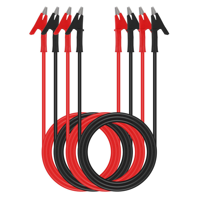 [Australia - AusPower] - 4Pcs Dual Ended Crocodile Alligator Clips Test Leads Dual Ended Crocodile Wire with Insulators Clips for Electrical Test(Wire Length 39.37inch/1m) 