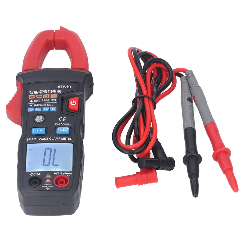 [Australia - AusPower] - Digital Clamp Meter Automatic Intelligent Voice Announcement ABS Red Multi Tester for Circuit 