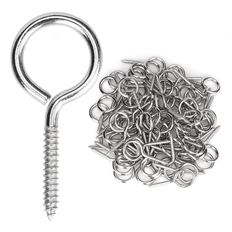 [Australia - AusPower] - Aovchei Eye Screws, 100PCS 1.5 Inches Heavy Duty Metal Screw Hooks, Self Tapping Eye Bolts, Indoor & Outdoor for Hanging Artwork 1.5 Inch 
