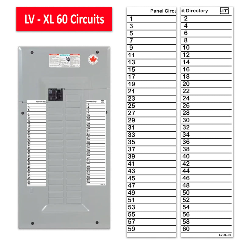 Large 60 Circuits 2 Labels Vinyl Fuse Box Circuit Breaker Panel Directory Labels Stickers Decals for All Electrical Panel/Load Centers Waterproof 2 Pack