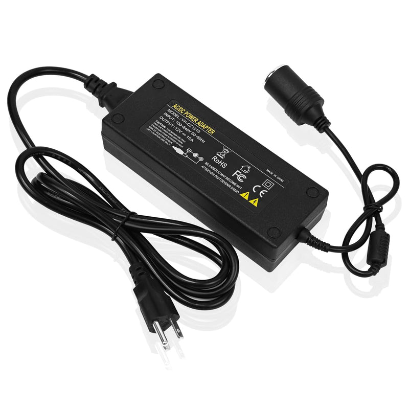 [Australia - AusPower] - 180W AC to DC Converter, 110V to 12V 15A Car Cigarette Lighter Socket AC/DC Adaptor Power Supply for Car Refrigerator, Tire Inflator, Vacuum Cleaner and Other Devices 7.2FT 